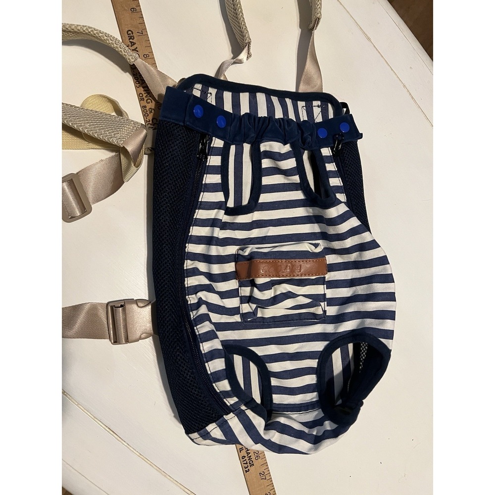 COODIA Legs Out Front Pet Dog Carrier Front Chest Backpack Blue Striped XL